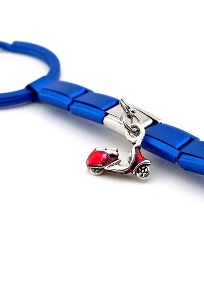 Solfera Vespa Scooter Motorcycle Italian Blue Steel Charm Bag Ornament Keychain Ky085