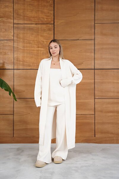 GİYSİ DÜNYASI 57 Knitted Fabric Standard Size Hierka Pants Blouse 3-Piece Set