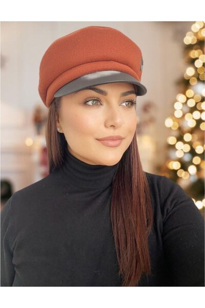 Confortino Luxury women's fabric cap with leather visor ANNE - ONE SIZE & ADJUSTABLE