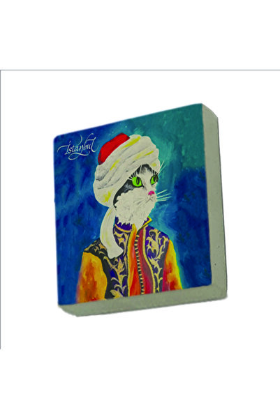 Souvenest Магніт з натурального каменю з зображенням кота в шапці 5 см x 5 см...