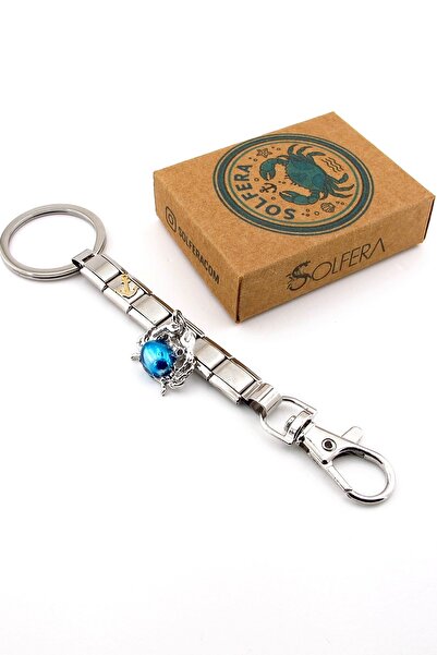 Solfera Blue Crab Anchor Sailor Marine Shiny Steel Charm Bag Ornament Keychain Ky099