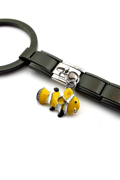 Solfera Clownfish Nemo Fish Khaki Green Steel Charm Bag Ornament Keychain Ky104