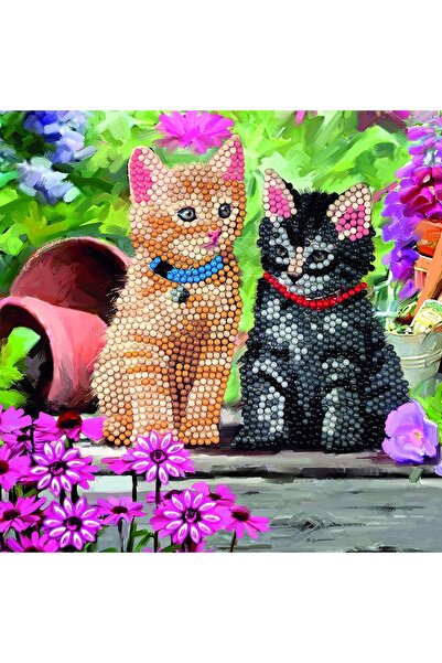 Craft Buddy Set creativ tablou cu cristale Cat Friends, 18x18 cm,