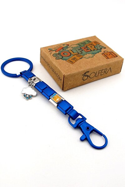 Solfera Airplane Boarding Pass Ticket Cloud Holiday Blue Steel Charm Bag Ornament Keychain Ky087