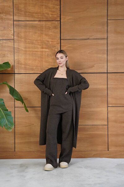 GİYSİ DÜNYASI 57 Knitted Fabric Standard Size Hierka Pants Blouse 3-Piece Set