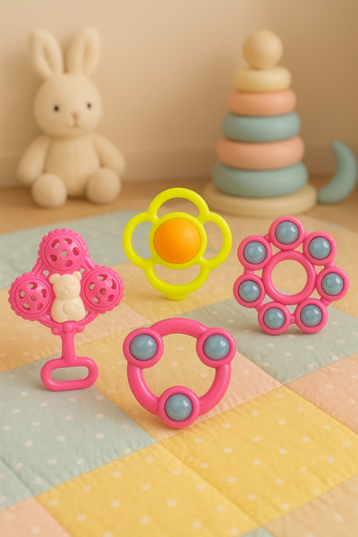 AÇSEL Bebek Çıngırak Seti 4’Lü Eğitici Sesli Oyuncak Set