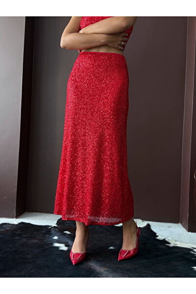 Lady Pixie High Waist Sequined Long Skirt