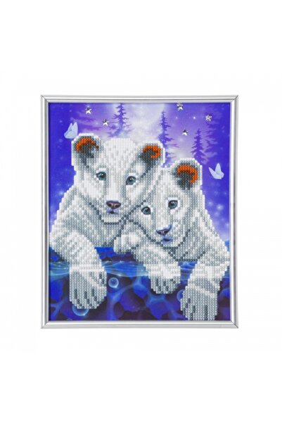 Craft Buddy Set creativ tablou cu cristale in rama argintie, Pui de tigru, 21...