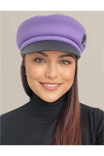 Confortino Luxury women's fabric cap with leather visor ANNE - ONE SIZE & ADJUSTABLE