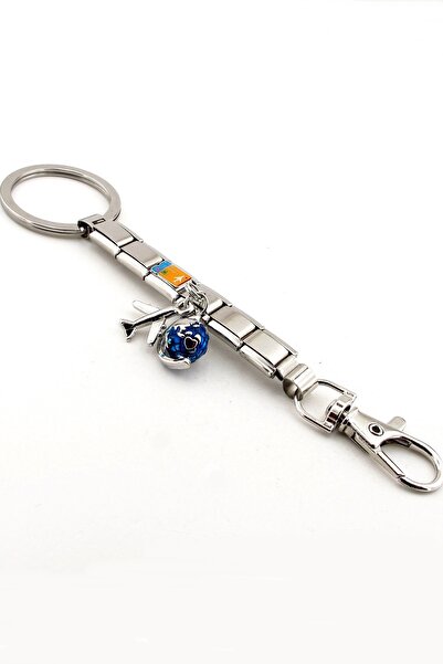 Solfera Airplane Ticket Boarding Pass World Vacation Shiny Steel Charm Bag Ornament Keychain Ky088