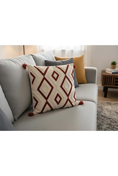 Dekomina غطاء وسادة من الكتان مزين بشراشيب