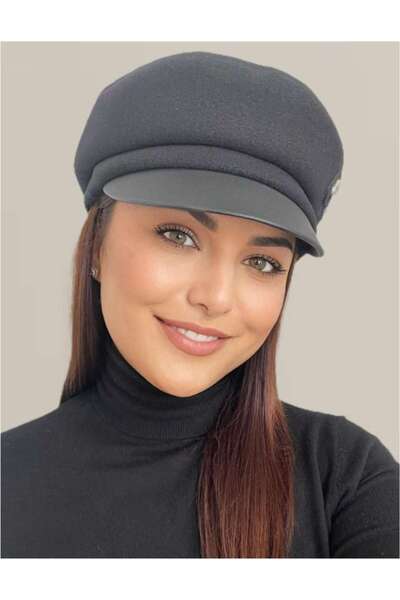 Confortino Luxury women's fabric cap with leather visor ANNE - ONE SIZE & ADJUSTABLE