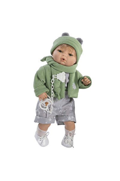Berbesa Papusa interactiva Raul cu pulover verde, 42 cm,