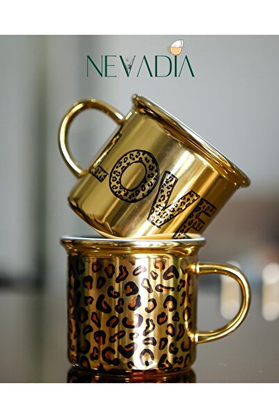 NevaDia Gold leopar - love kupa ikili kupa arkadaş kupası özel gün hediyesi k...
