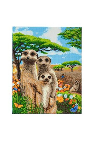 Craft Buddy Set creativ tablou cu cristale, Meerkat Family 40x50cm,