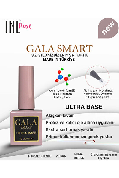 gala smart TNL ROSE ULTRA BASE COAT AKIŞKAN KIVAMLI BASE 10 ML KALICI OJE PRO...
