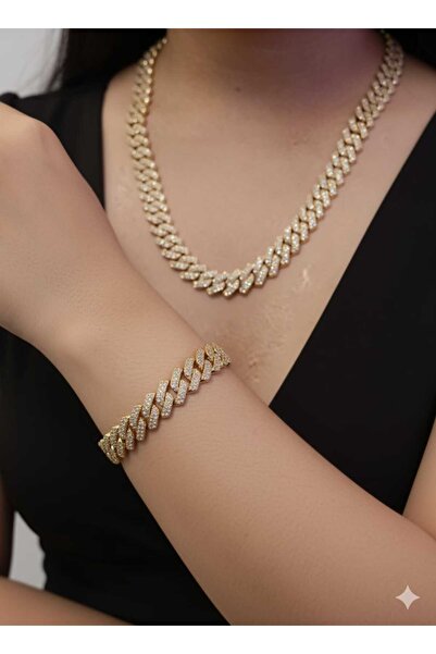 Makerlab 22 ayar altın kaplama taşlı gurmet kolye seti