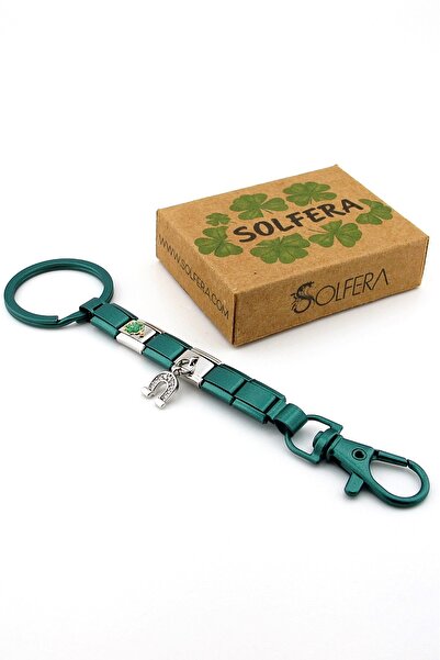 Solfera Four Leaf Clover Nal Chance Auspicious Green Steel Charm Bag Ornament Keychain Ky096