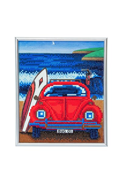 Craft Buddy Crystal Art creative set in silver Beetle on the Beach photo fram...