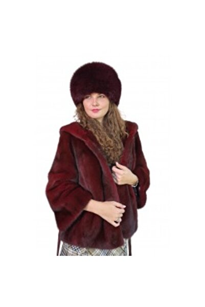 PFA CIOCARLAN ELENA Women's leather and fox fur hat, red, CF104 56 cm