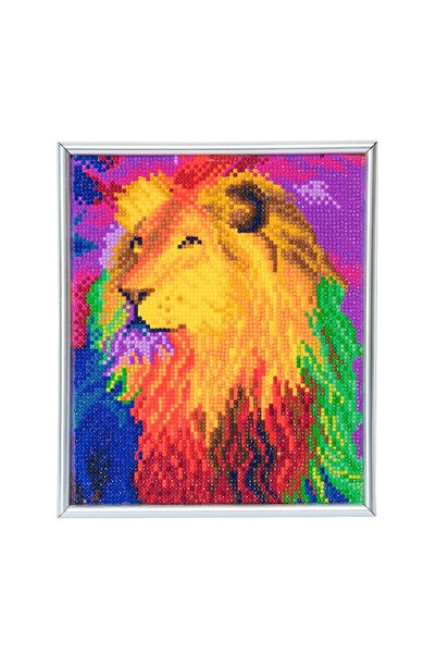 Craft Buddy Crystal Art creative set in Rainbow Lion silver photo frame 21x25cm,