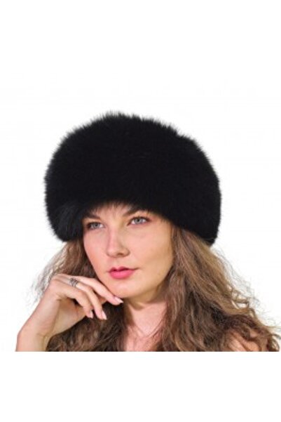 PFA CIOCARLAN ELENA Γυναικείο καπέλο από δέρμα και γούνα αλεπούς, μαύρο, CF10...