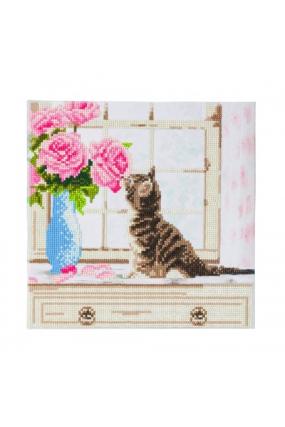 Craft Buddy Set creativ tablou cu cristale, Crystal Art, Pisica, 30x30 cm,