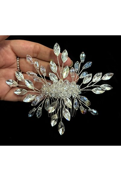 DesaAccessories Kristal ve Zirkon Taşlı, Gelin, Nişan, Kına, Davet Saç Aksesu...