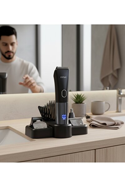 Denx 7-in-1 Multifunctional Men's Shaver with Charging Base and Complete Accessories – USB Charging and Digital Display