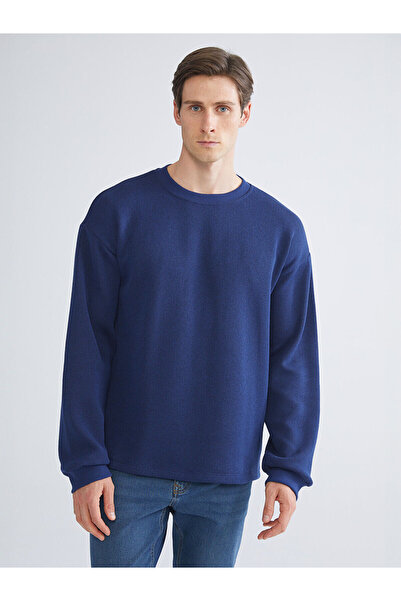 LC Waikiki Pulover pentru bărbați, albastru bleumarin, cu gâtul turn