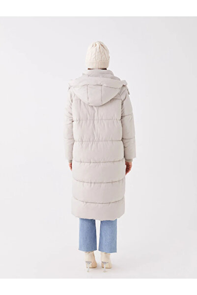 LC Waikiki LCWAIKIKI Classic Сірий Капюшон Прямий Oversize Жіночий Пуховик