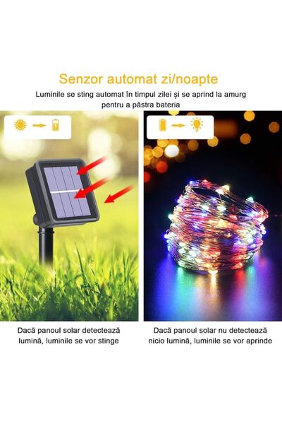 NUODWELL LED Solar String Lights, 10m, 100 LEDs, 8 Modes, IP65, Neon