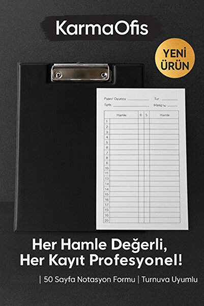 KarmaOfis Chess Notation Secretary Set 17X24 cm – 50 Sheets Game Record Form ...