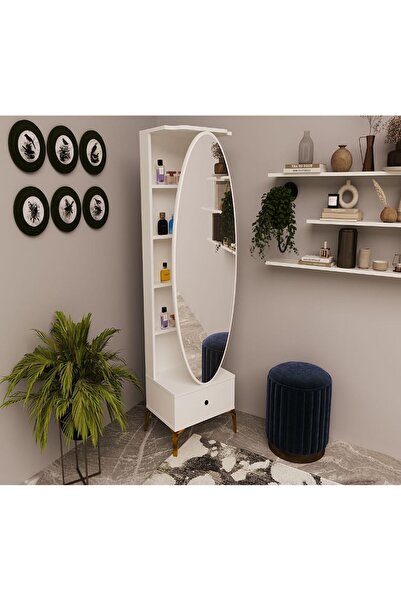avesta mobilya boy aynası takı dolabı dönebilen raflı çekmeceli çok amaçlı ma...