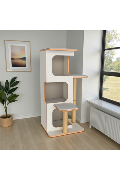 Patihomes Pro Layered Cat Scratching Play House - 3 Slots - 18mm Mdf - with Cushion
