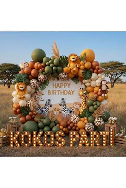 Kokoş Parti Safari ve Vahşi Orman Temalı Doğum Günü Balon Seti 50 Adet – Part...