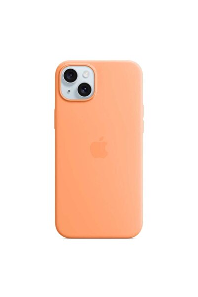Apple Silicone Case with MagSafe for iPhone 15 Plus, Orange Sorbet