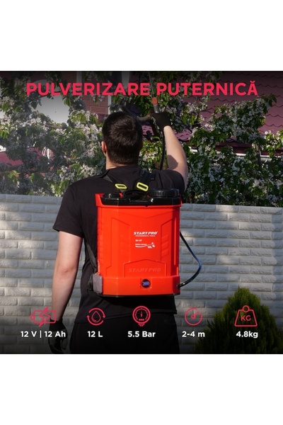 StartPro Electric spray pump, StartPro, 5.5 Bar 12 L, battery, pressure regulator, 4 nozzles included