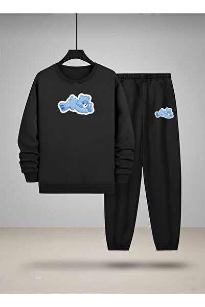 LORVEX Swea pentru copii tricou - Set de trening cu gât rotund BLUE BEAR Impr...