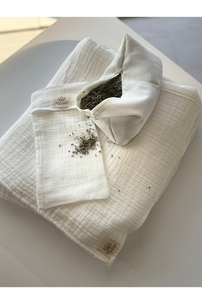 SUNYOGA Savasana Meditation Shawl & Eye Pillow - Eye Pillow Sleep Eye Mask Two in One Off-White