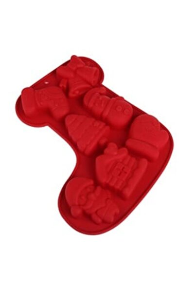 Jumbo Silicone Baking Mold Boot with 7 Different Compartments Christmas Patterns 21x2.5x22cm