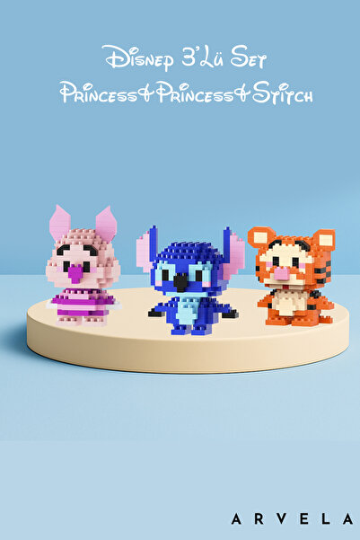 Arvela Disney 3’lü Mini Blok Set – Piglet + Stitch + Tiger