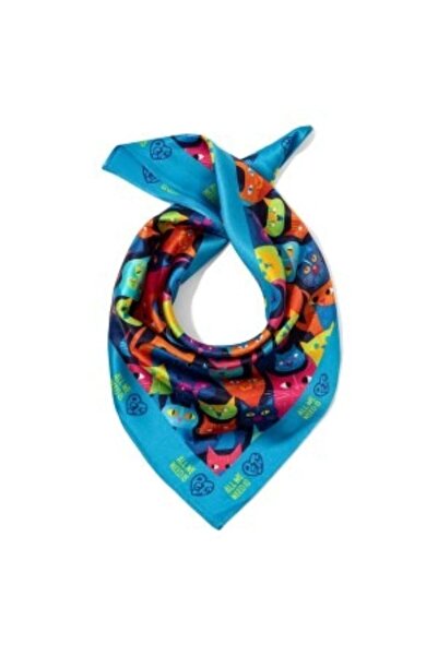 All We Need Is Pets Cats’n Power Blue Silk Bandana for Cats and Pet Lovers