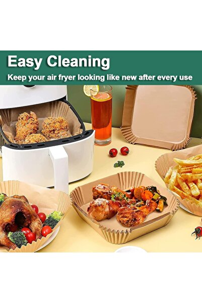 OEM Air Fryer Baking Paper with Brush, Heat-Resistant, Square 20x20 cm, 100 pcs, Brown
