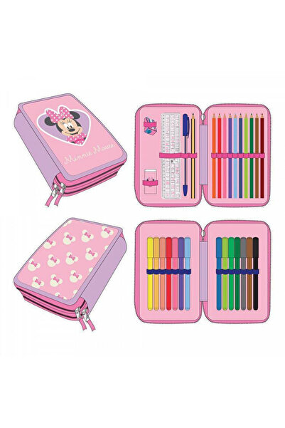 Minnie Mouse Pencil case with 2 compartments, 29 pieces - (Disney)