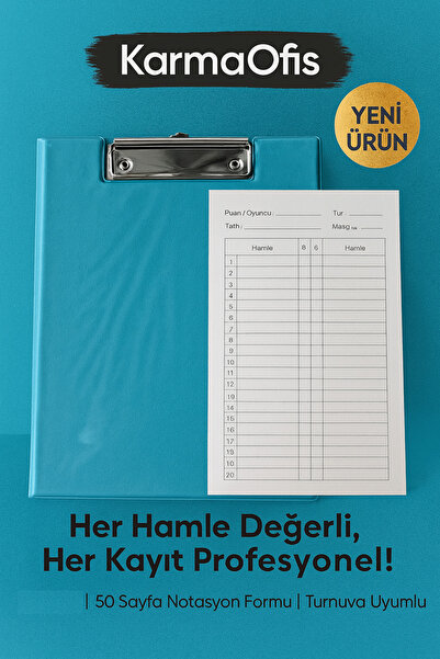KarmaOfis مجموعة سكرتارية لتسجيل الحركات في الشطرنج مقاس 17 × 24 سم - 50 ورقة...
