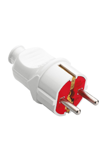 OEM Schuko plug straight 16A 250V white with red TEMPO16A/250V