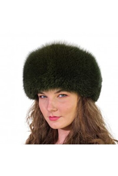 PFA CIOCARLAN ELENA Γυναικείο καπέλο από δέρμα και γούνα αλεπούς, πράσινο, CF...