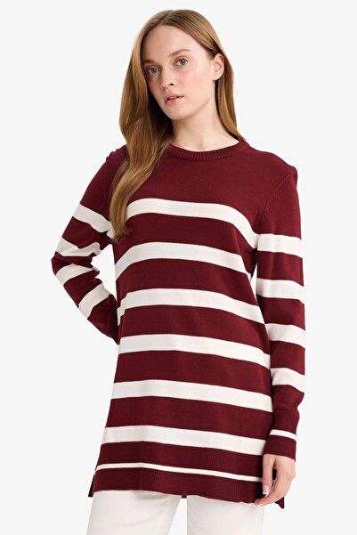 DeFacto Regular Fit Crew Neck Striped Sweater Tunic (25 Wn)
