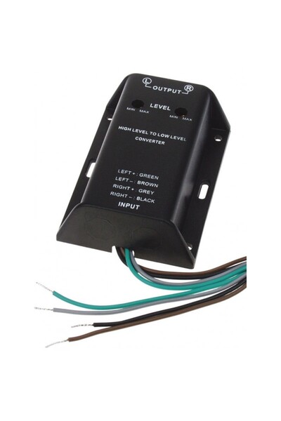 4CarMedia HI-LOW level converter speaker signals to 2x RCA audio gold plated 40W cable input